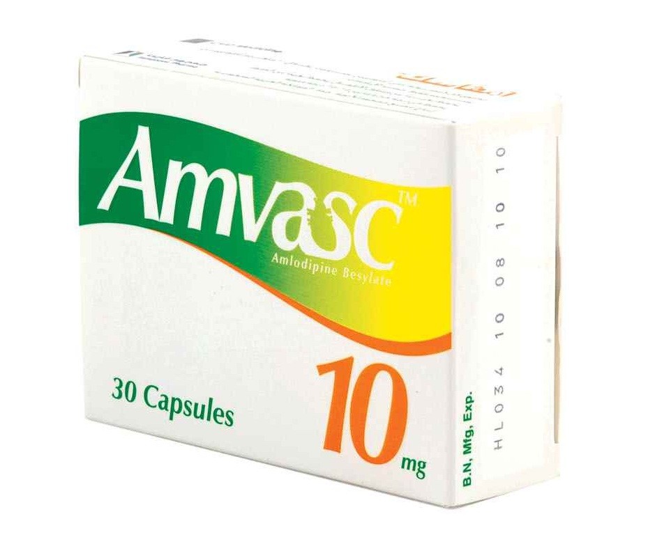 أمفاسك كبسولات Amvasc Capsules لعلاج الذبحة الصدرية وارتفاع ضغط الدم