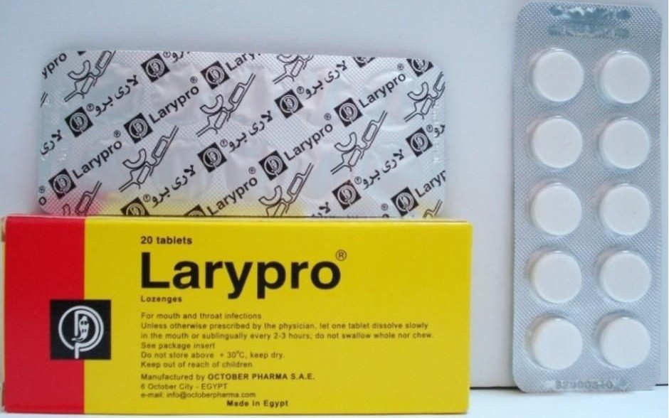 لاري برو أقراص Larypro Tablets لعلاج التهابات الحلق والفم